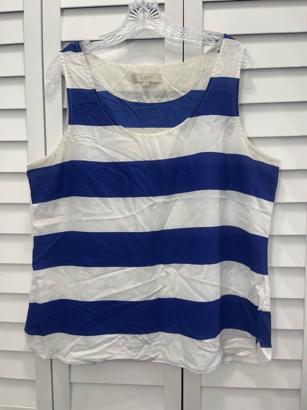 LOFT Blue and White Striped Sleeveless Tank